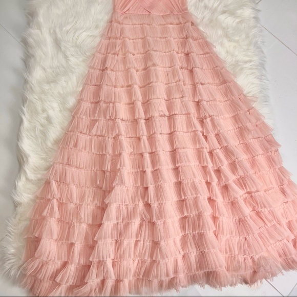 📌 L’ATISTE Chiffon Maxi Dress Multi-Tiered Pleated Ruffles Stretchy Bodice Lined - Picture 4 of 16